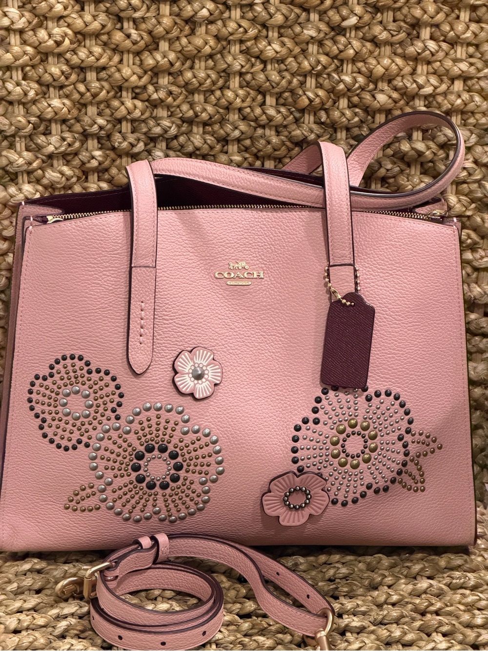 Coach Charlie Carryall in Peony Pink Leather